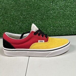 Vans Era Rally Womens 7.5 Red Yellow Blue Suede Shoes Sneakers Colorblock Skater